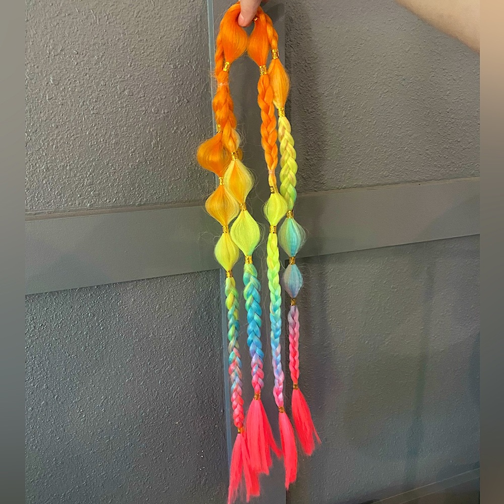 Rainbow Tie-In Braids for Music Festivals and Pride Parades